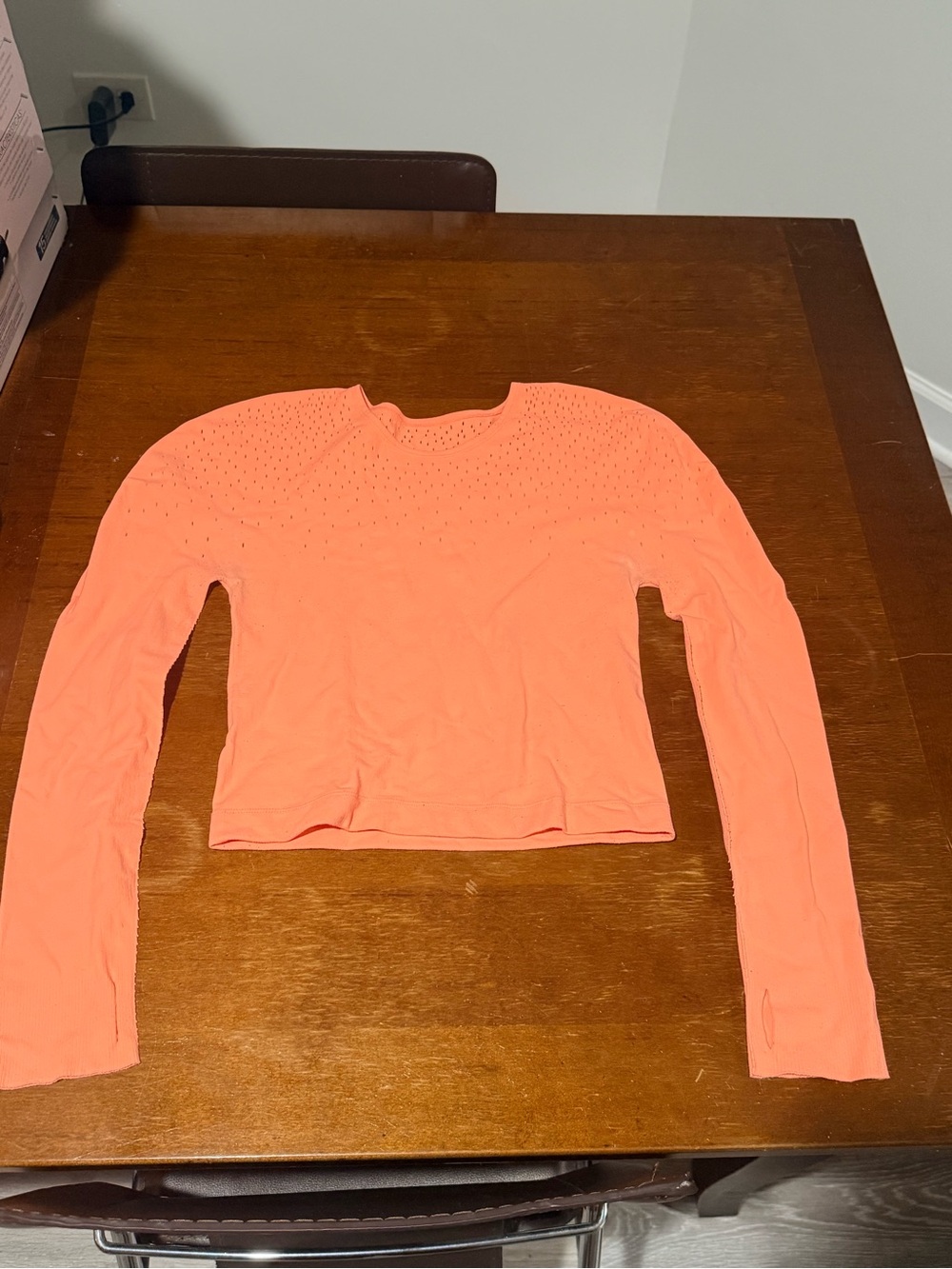 Fabletics Coral Eyelet Yoke Long Sleeve Crop Top